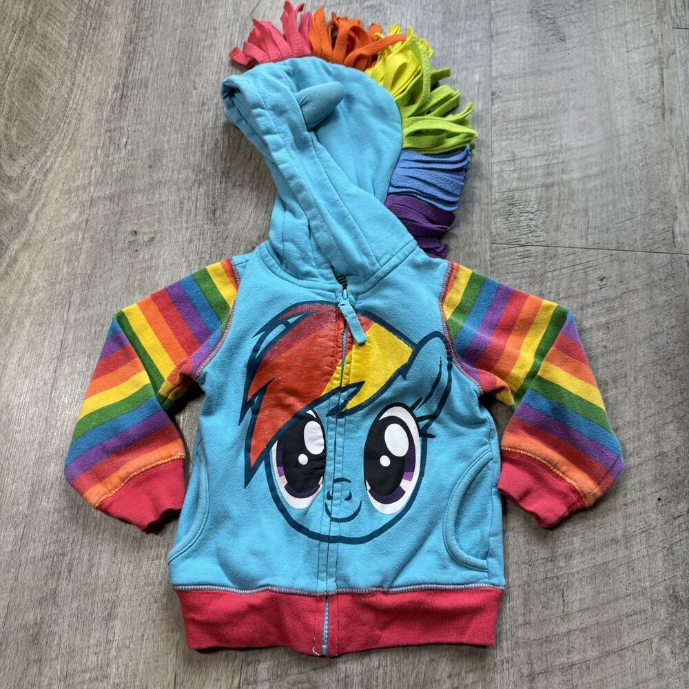 My Little Pony Rainbow Dash Hoodie Full Zip Sweatshirt Wings Fleece Mane 3T